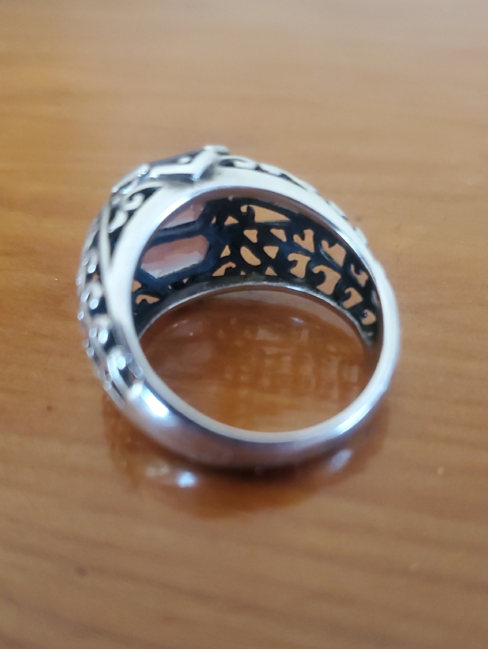 Sterling Silver Filigree Ring with Light Purple Gemstone - Picture 2 of 4